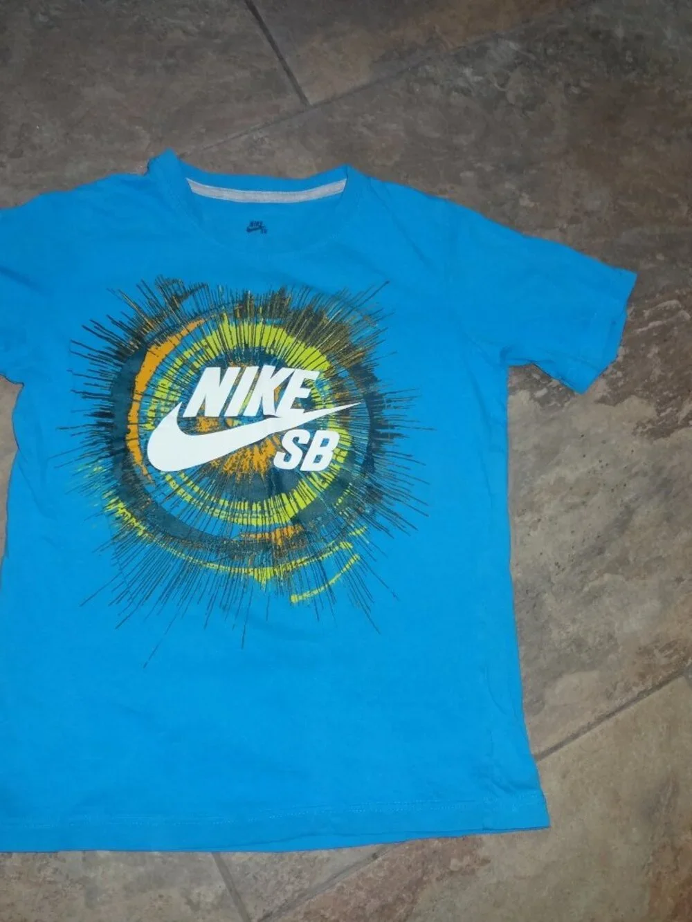 Lot 2 T-shirt Boy Youth Blue M 10-12=POLO RALPH LAUREN Madison + Nike Swirl SB